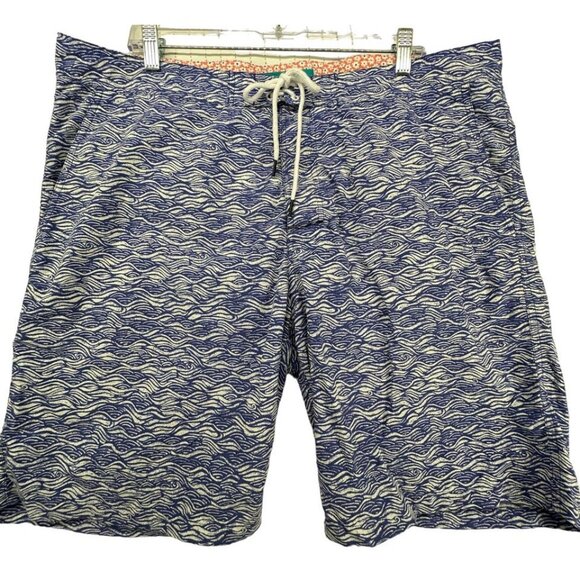 Bonobos Mens Swim Trunks Sz 38 Periwinkle Blue Waves Beachy 9-in Inseam Modern - Picture 1 of 14